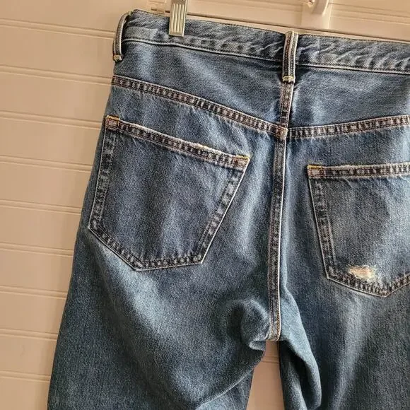 Everlane Jeans Size 27 Blue O-S Boyfriend Ripped Distressed Button Fly - Picture 11 of 14